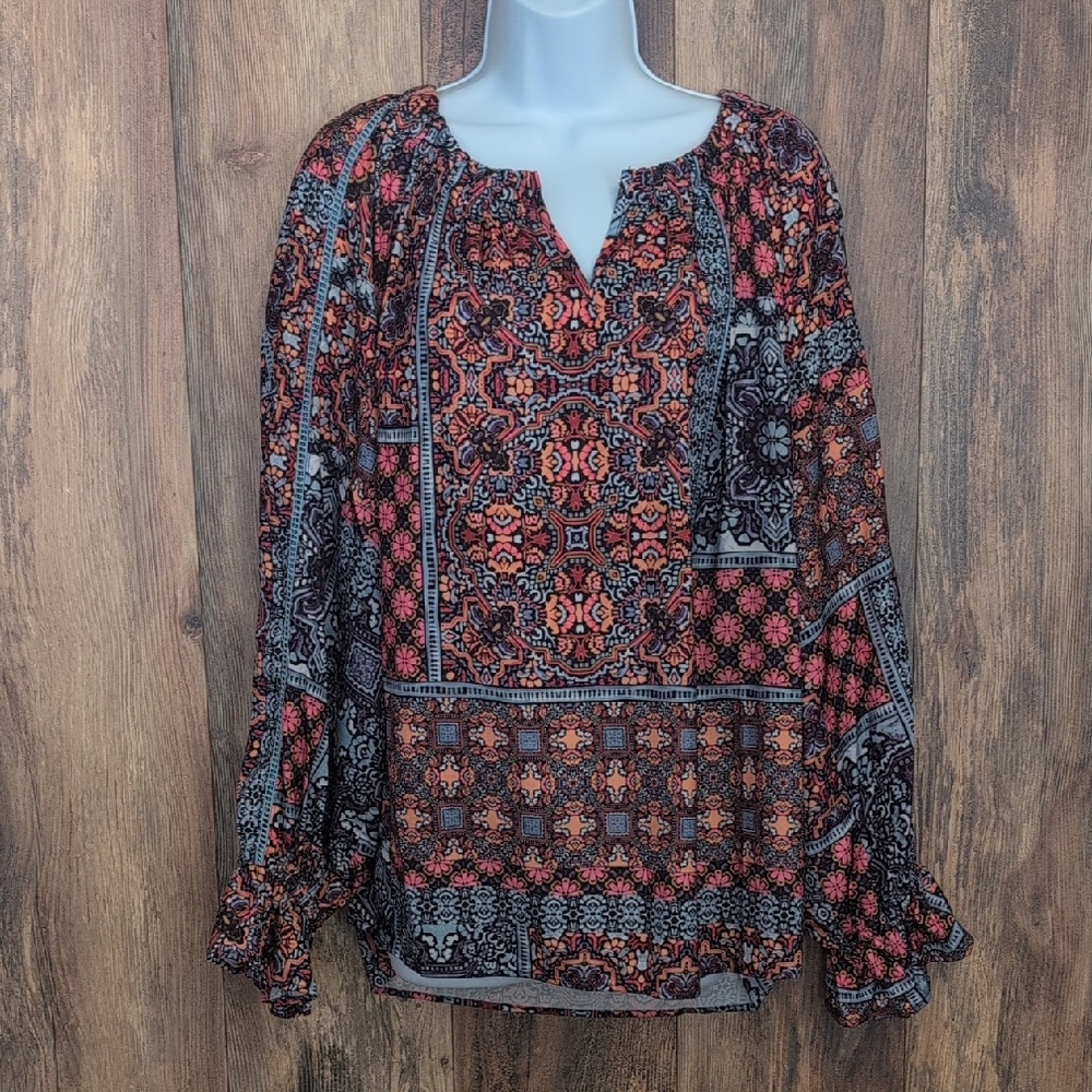 Democracy Multicolor Patterned Blouse 2x -815k - image 2
